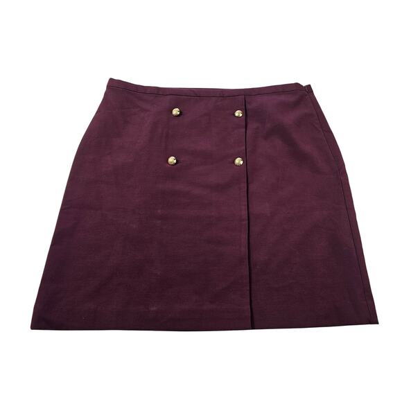 NWT talbots size 16 gold button business career casual maroon pencil mini skirt - Picture 1 of 8
